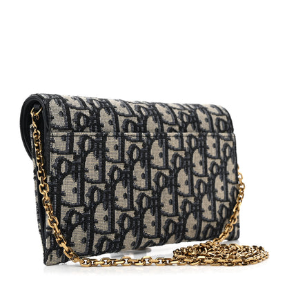 Christian Dior Oblique Saddle Chain Long Wallet Blue 4 of 13