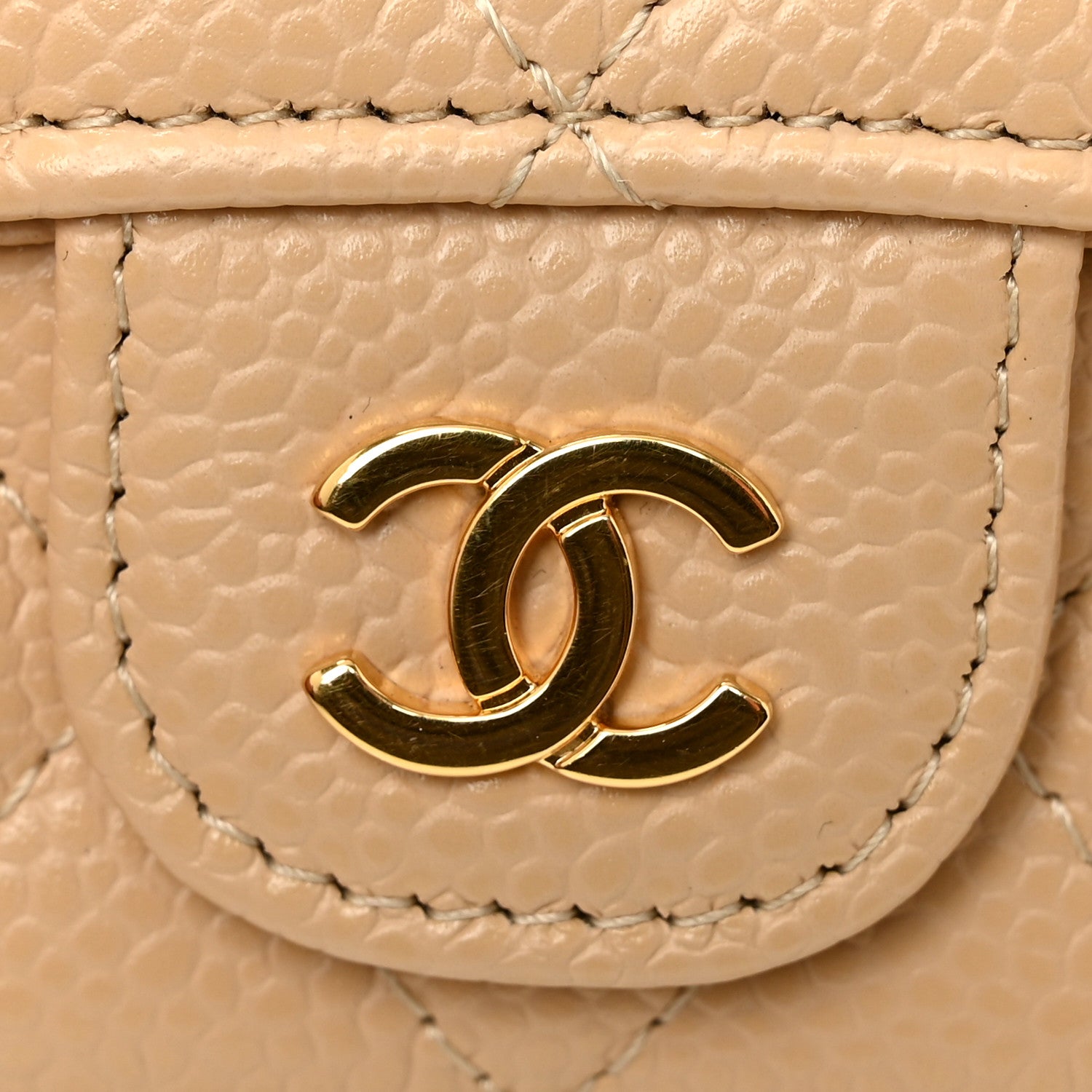 Chanel Caviar Quilted Flap Card Holder Wallet Beige 9 of 10