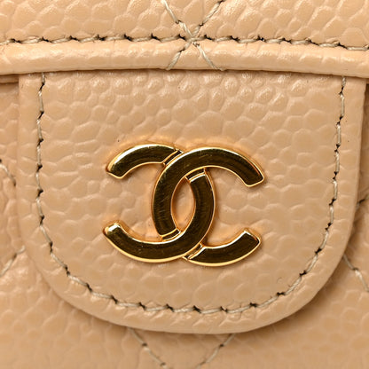 Chanel Caviar Quilted Flap Card Holder Wallet Beige 9 of 10