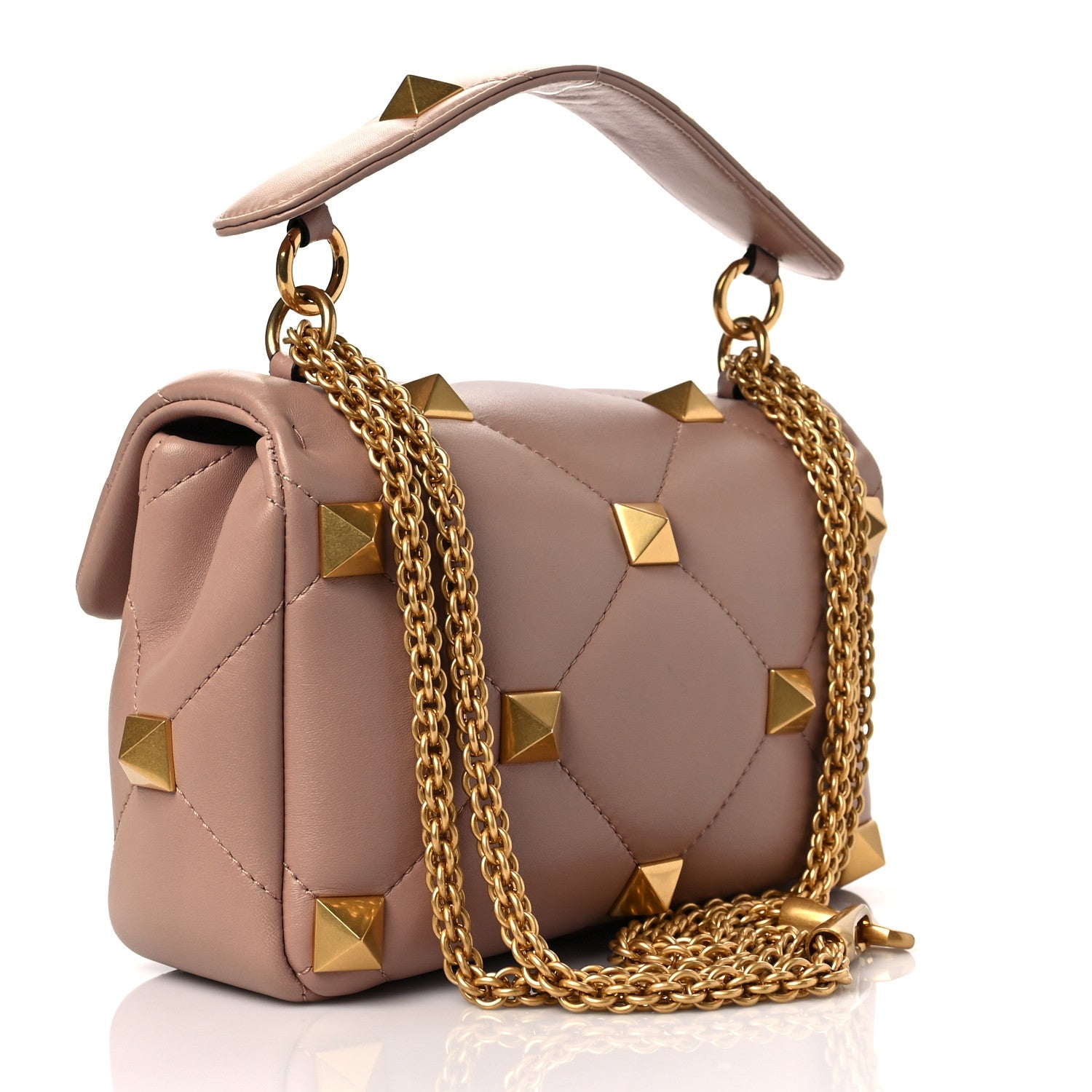 Valentino Garavani Nappa Medium Roman Stud Shoulder Bag Rose Cannelle 4 of 9