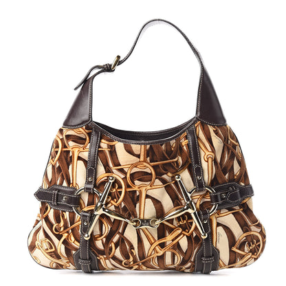 Gucci Velvet Large Horsebit 85th Anniversary Hobo Brown 1 of 10