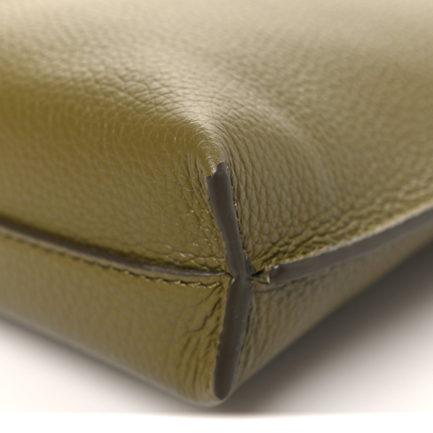 Soft Grained Calfskin Vertical T-Pocket Crossbody Bag Khaki Green