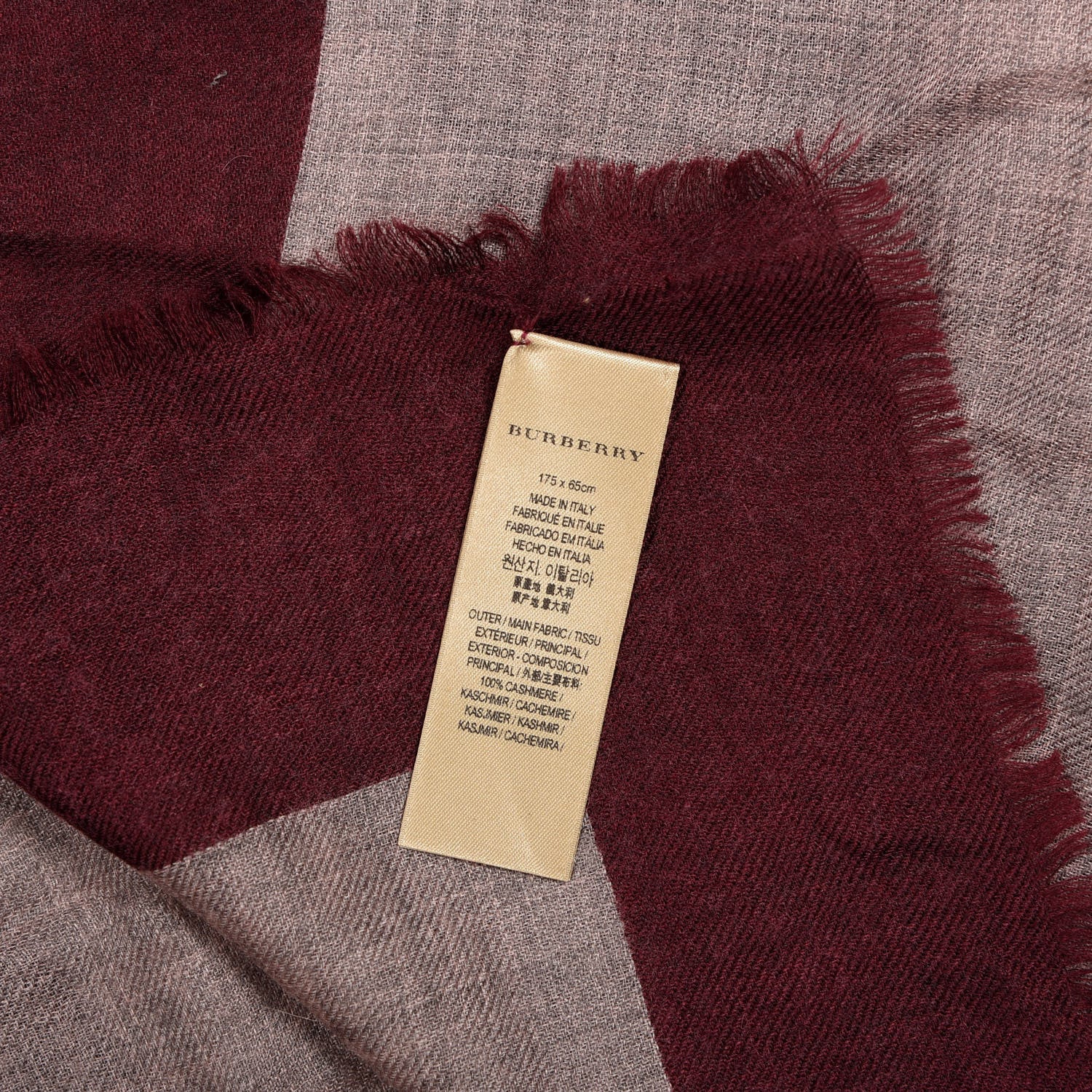 Burberry Cashmere Logo Scarf Burgundy 3 of 4