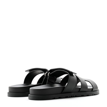 Hermes Calfskin Womens Chypre Sandals 37 Black 7 of 9