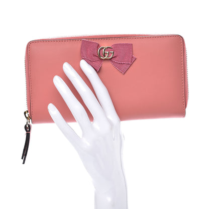 Gucci Lambskin GG Bow Zip Around Wallet Light Pink 2 of 11