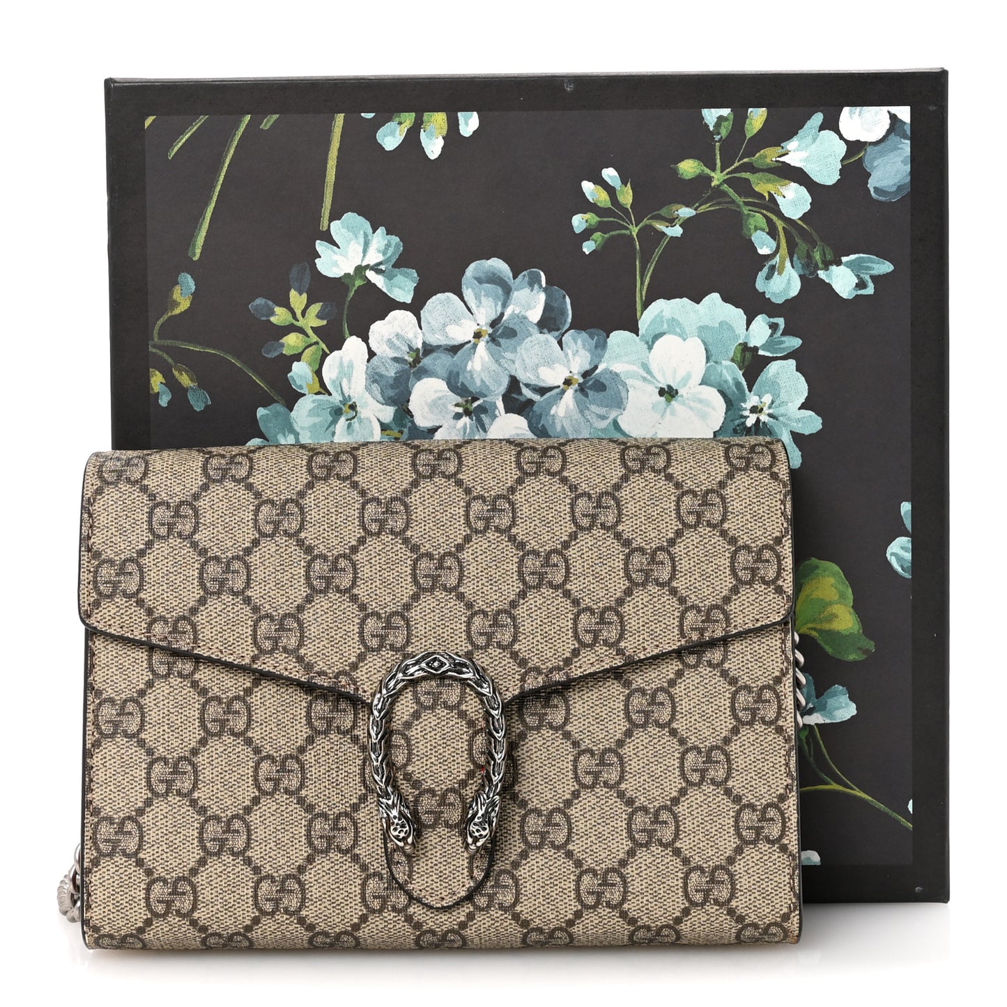 GG Supreme Monogram Mini Dionysus Chain Wallet Beige Vulcanic Red