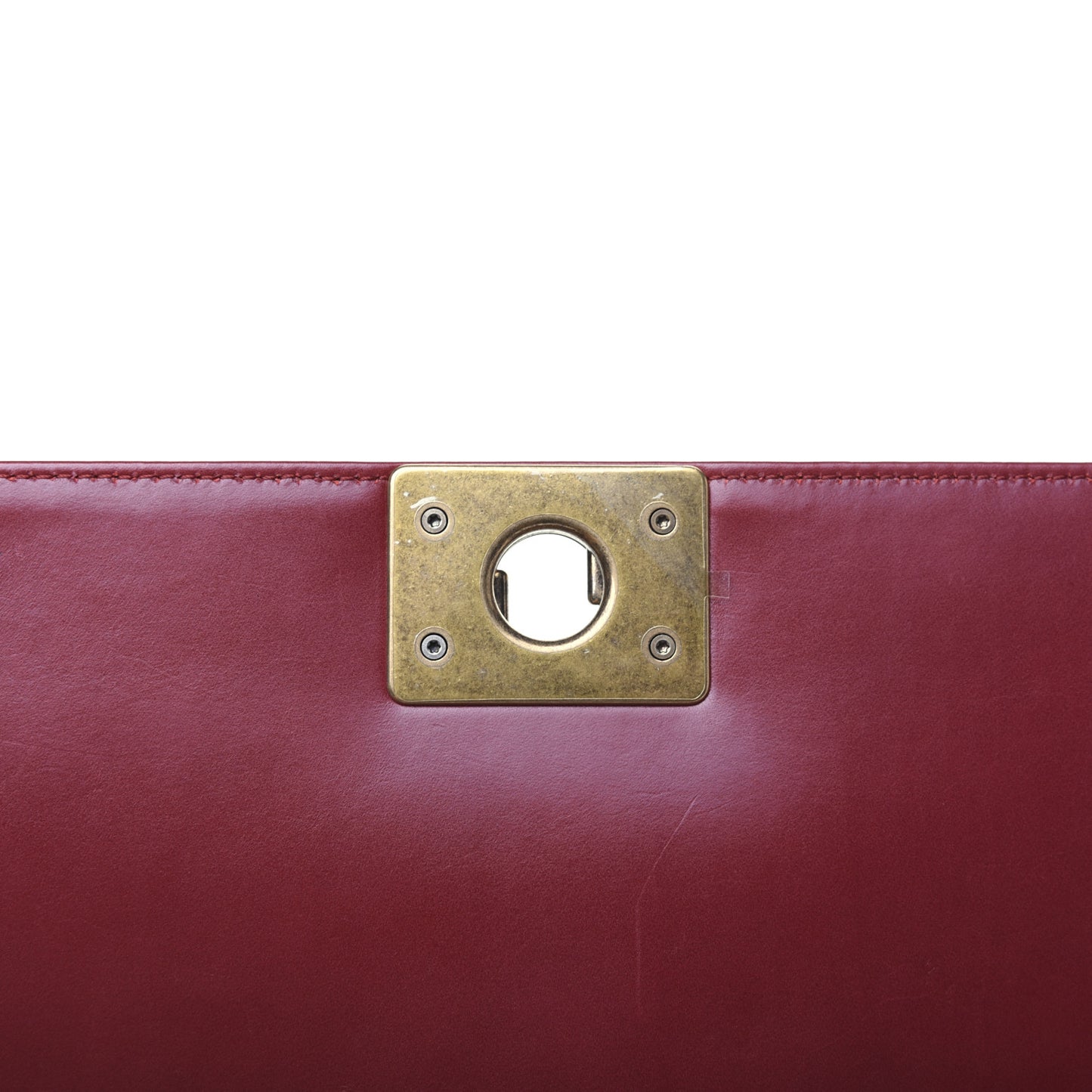 Glazed Calfskin Boy Flap Clutch Red