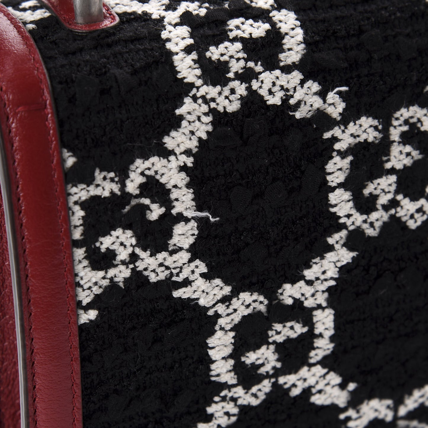Tweed GG Monogram Small Dionysus Shoulder Bag Black White Romantic Cherry