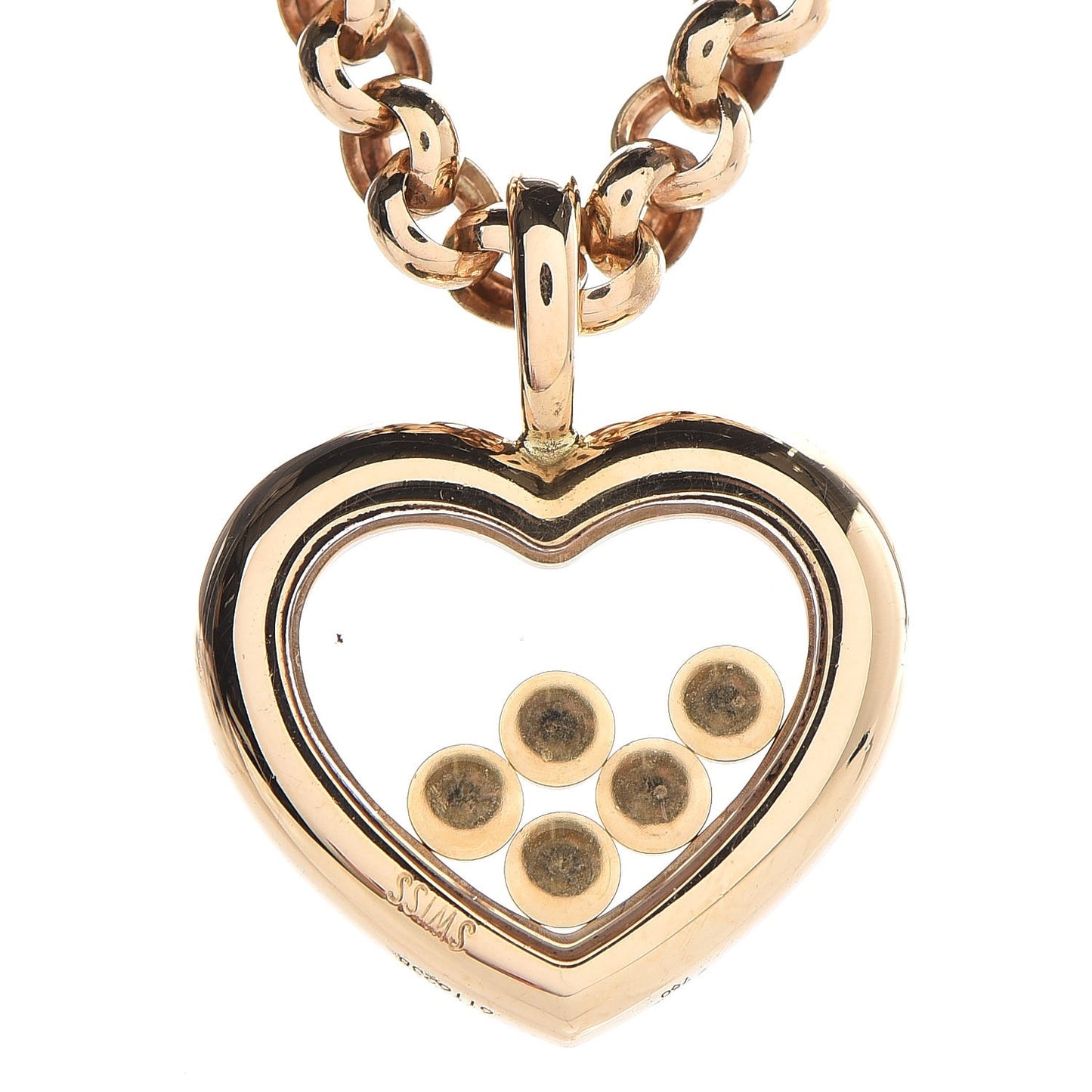 18K Yellow Gold Happy Diamonds Floating Heart Pendant Necklace