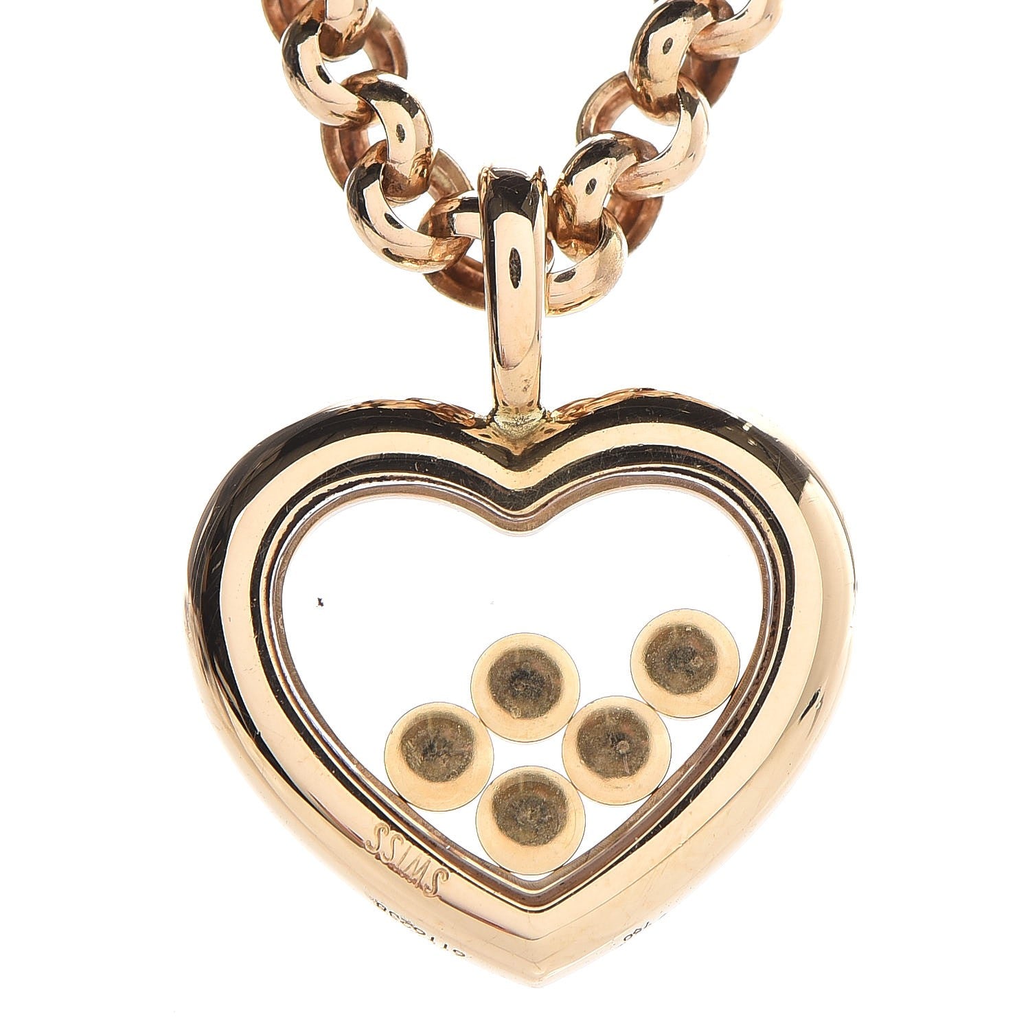 Chopard 18K Yellow Gold Happy Diamonds Floating Heart Pendant Necklace 5 of 7