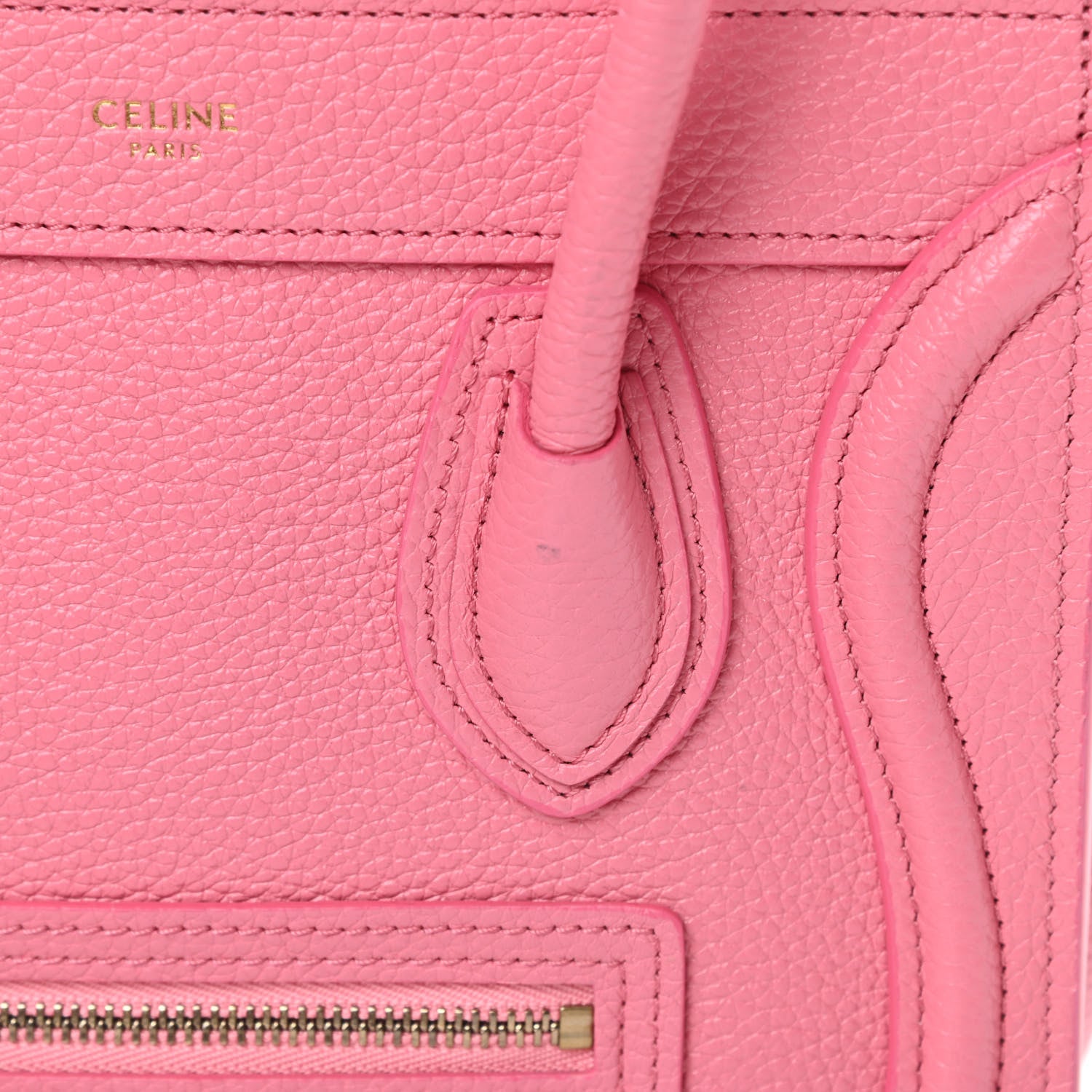 Celine Drummed Calfskin Nano Luggage Flamingo 15 of 16