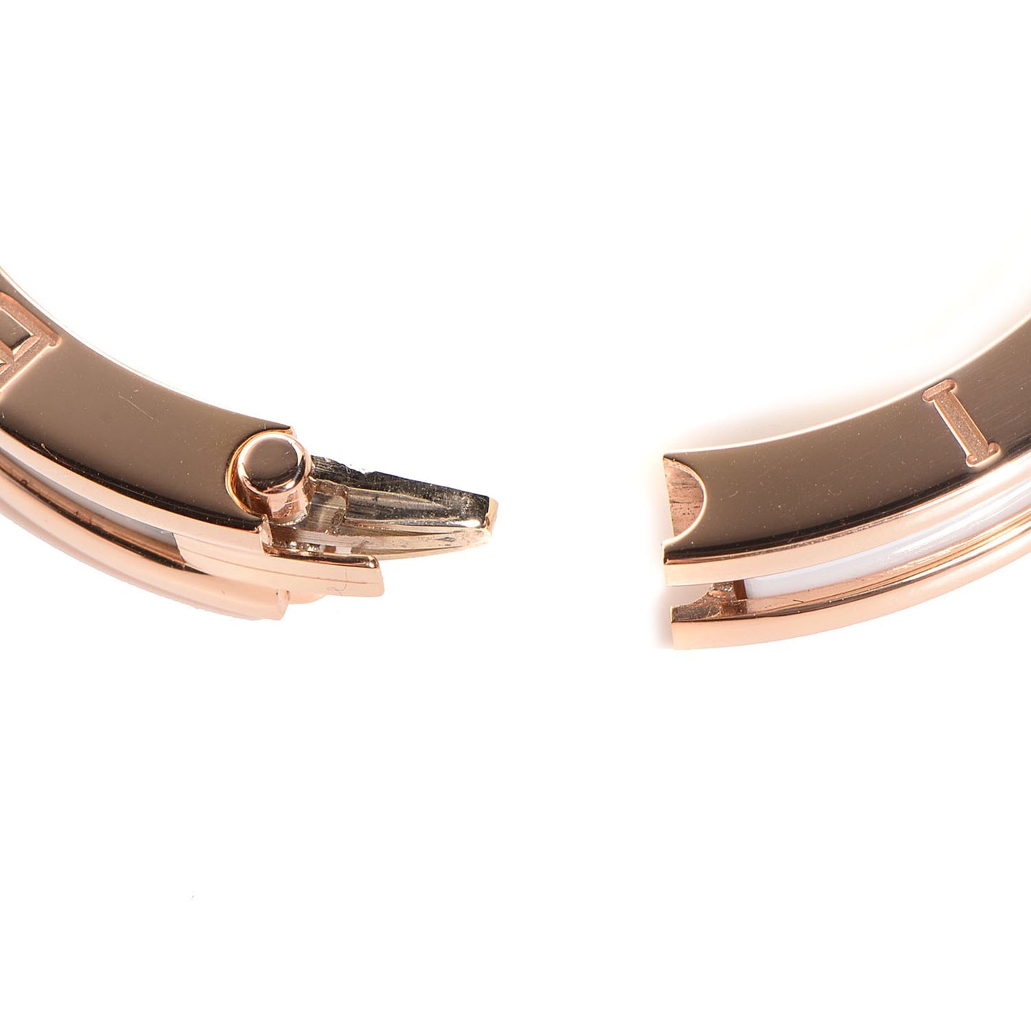 18K Rose Gold White Ceramic B.Zero1 Bangle Bracelet M