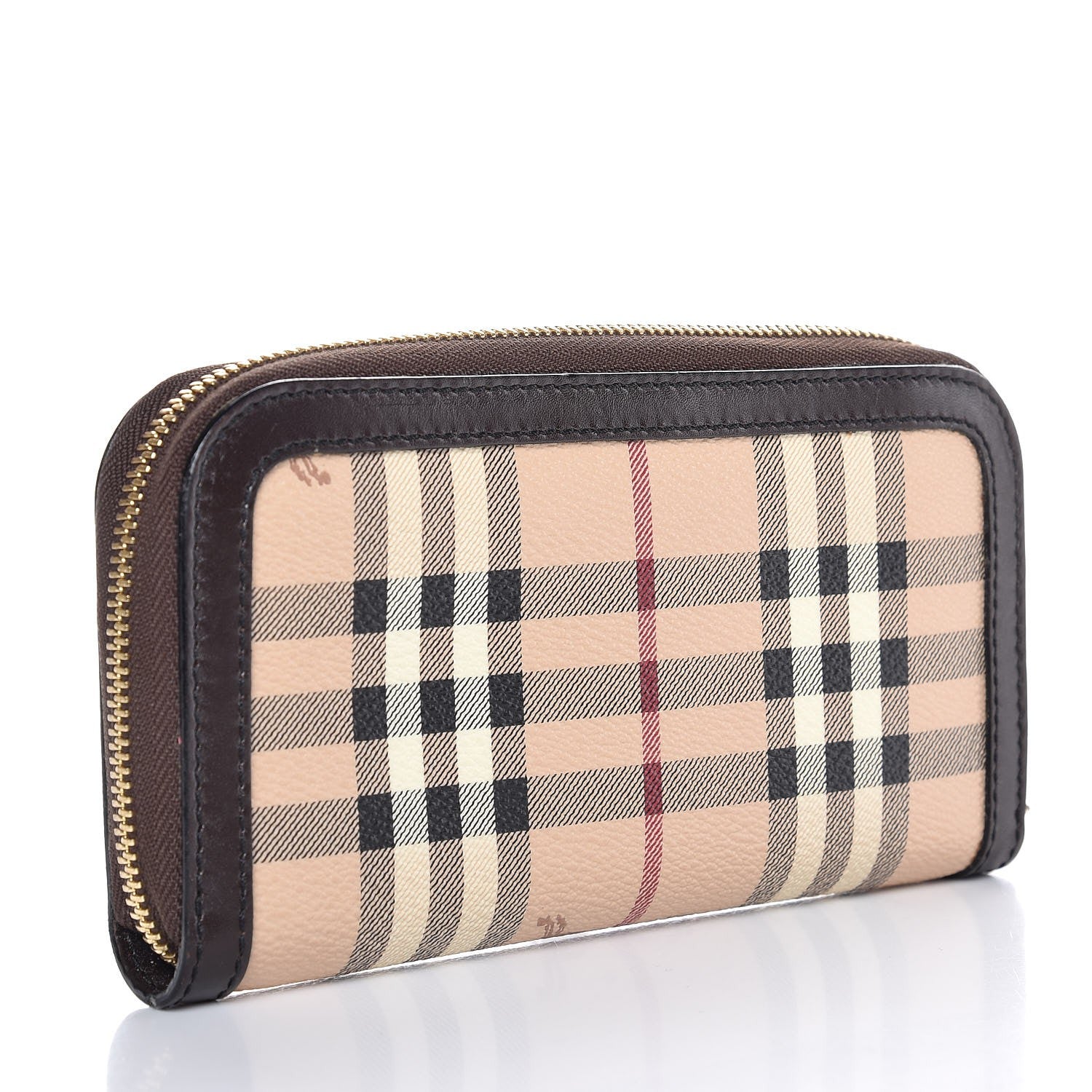 Burberry Haymarket Check Large Ziggy Zip Around Wallet Chocolate 3 of 11
