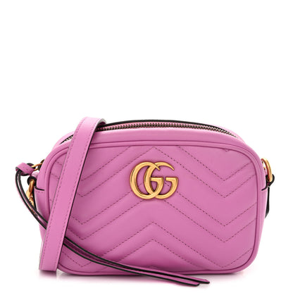 Gucci Calfskin Matelasse Mini GG Marmont Chain Shoulder Bag Candy Mousse 1 of 10