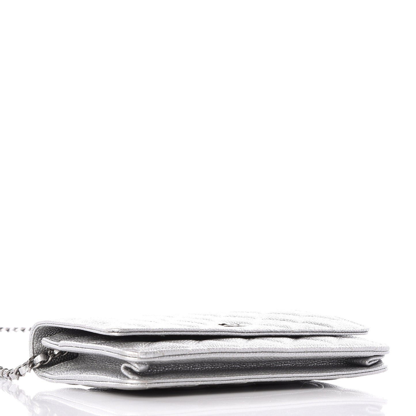 Metallic Caviar Quilted Wallet on Chain WOC
