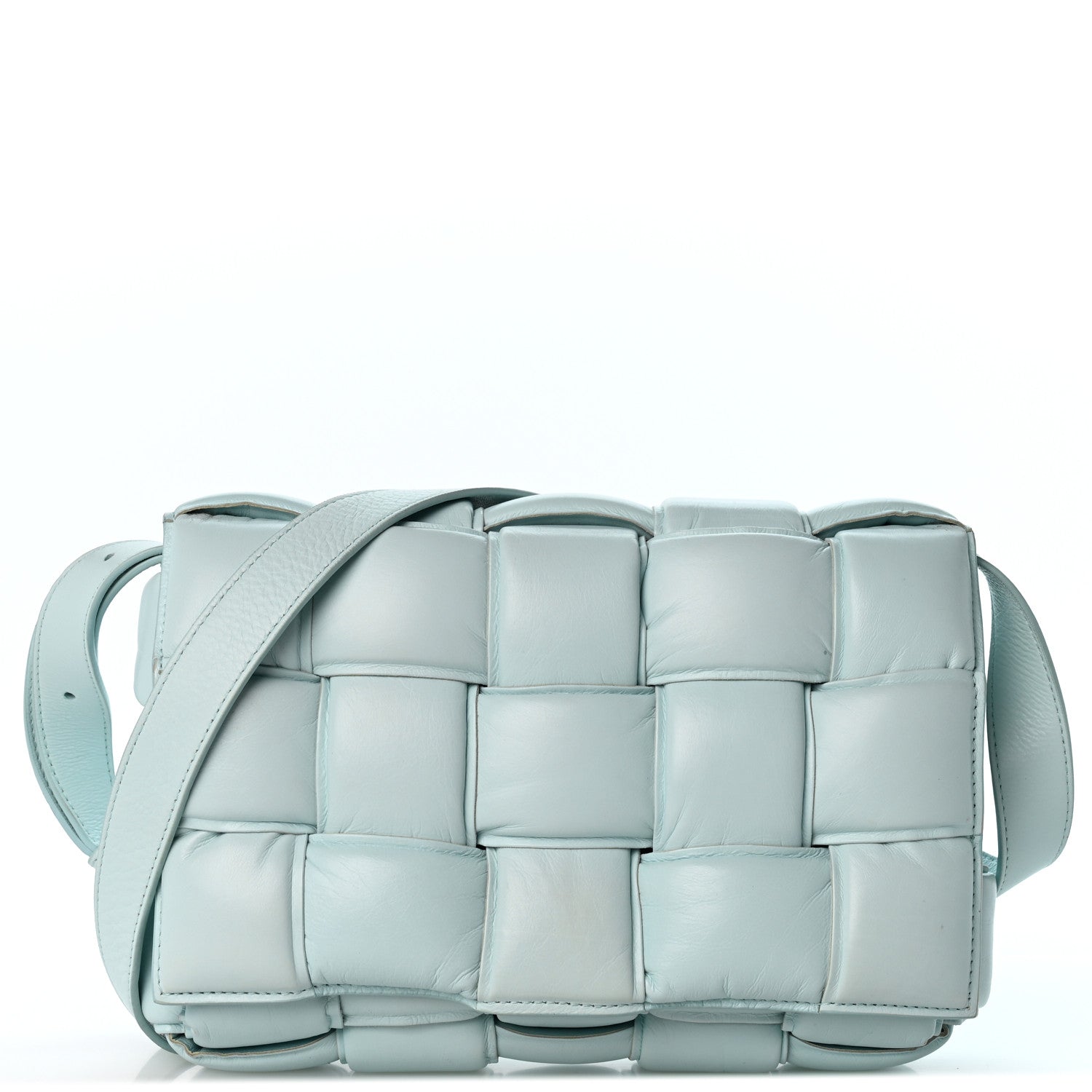 Bottega Veneta Paper Calfskin Maxi Intreccio Padded Cassette Crossbody Bag Ice 1 of 14