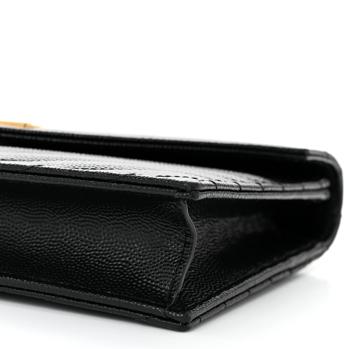 Grain De Poudre Matelasse Chevron Monogram Envelope Chain Wallet Black