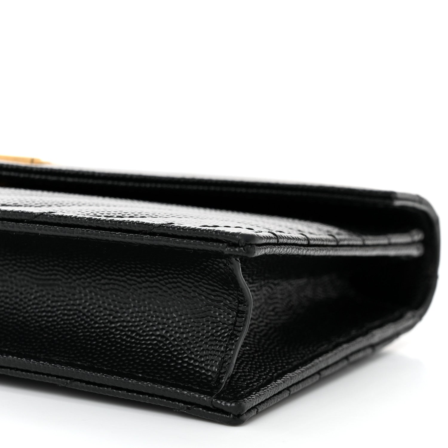 Saint Laurent Grain De Poudre Matelasse Chevron Monogram Envelope Chain Wallet Black 10 of 11