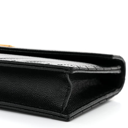 Saint Laurent Grain De Poudre Matelasse Chevron Monogram Envelope Chain Wallet Black 10 of 11
