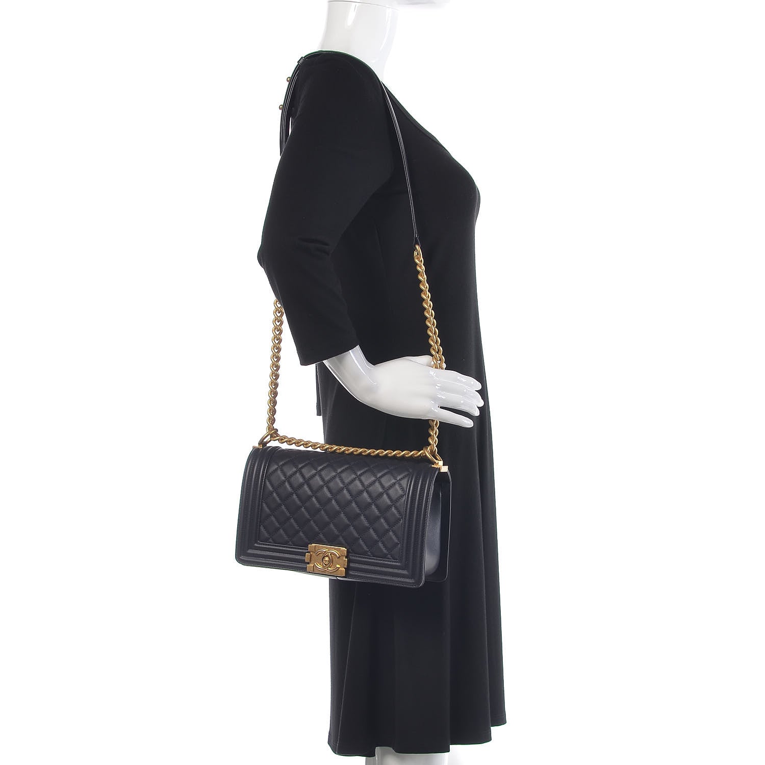 Chanel Lambskin Quilted Medium Boy Flap Dark Navy 2 of 8