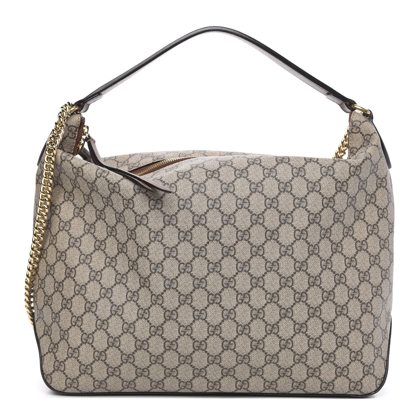 GG Supreme Monogram Large Linea A Hobo Light Brown