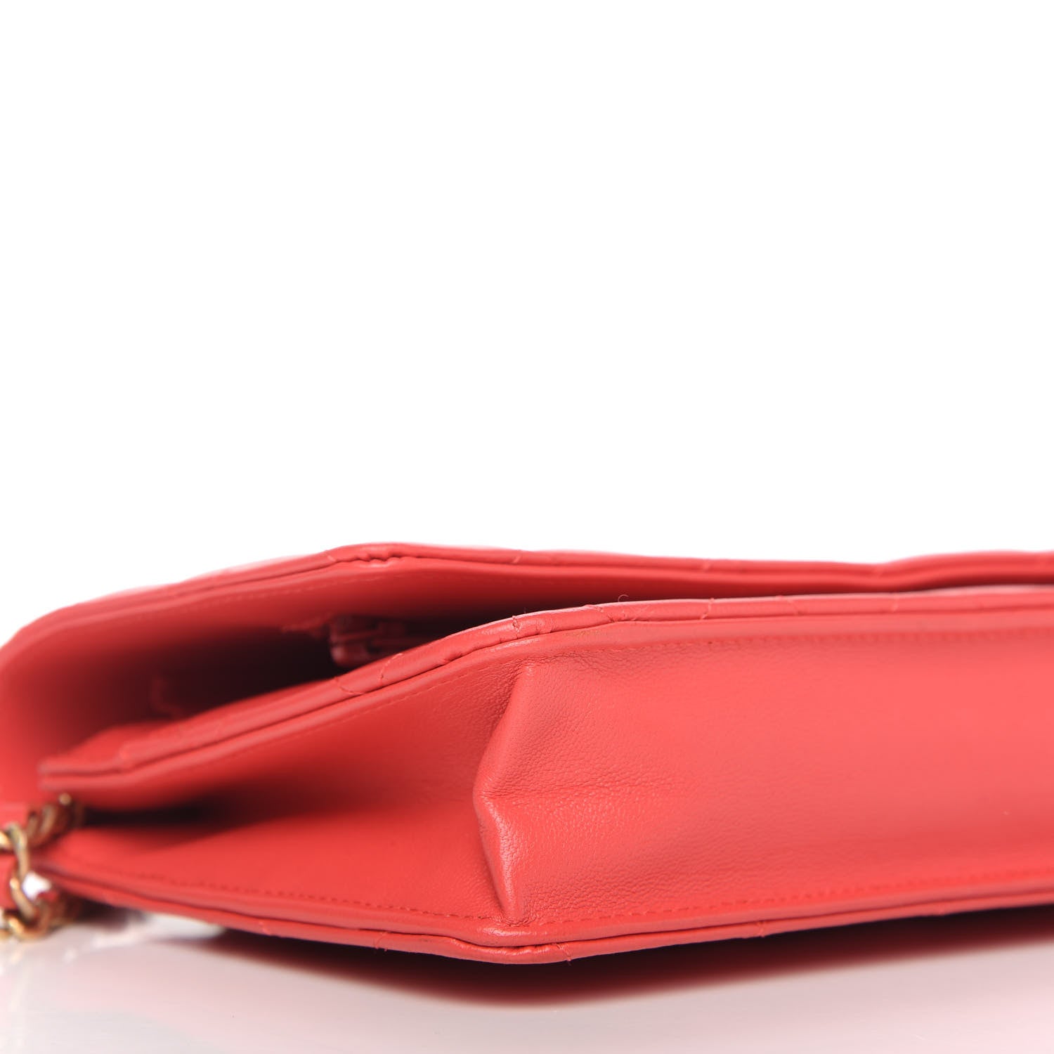 Chanel Lambskin Quilted Wallet on Chain WOC Red 6 of 13