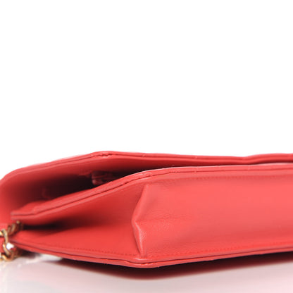Chanel Lambskin Quilted Wallet on Chain WOC Red 6 of 13