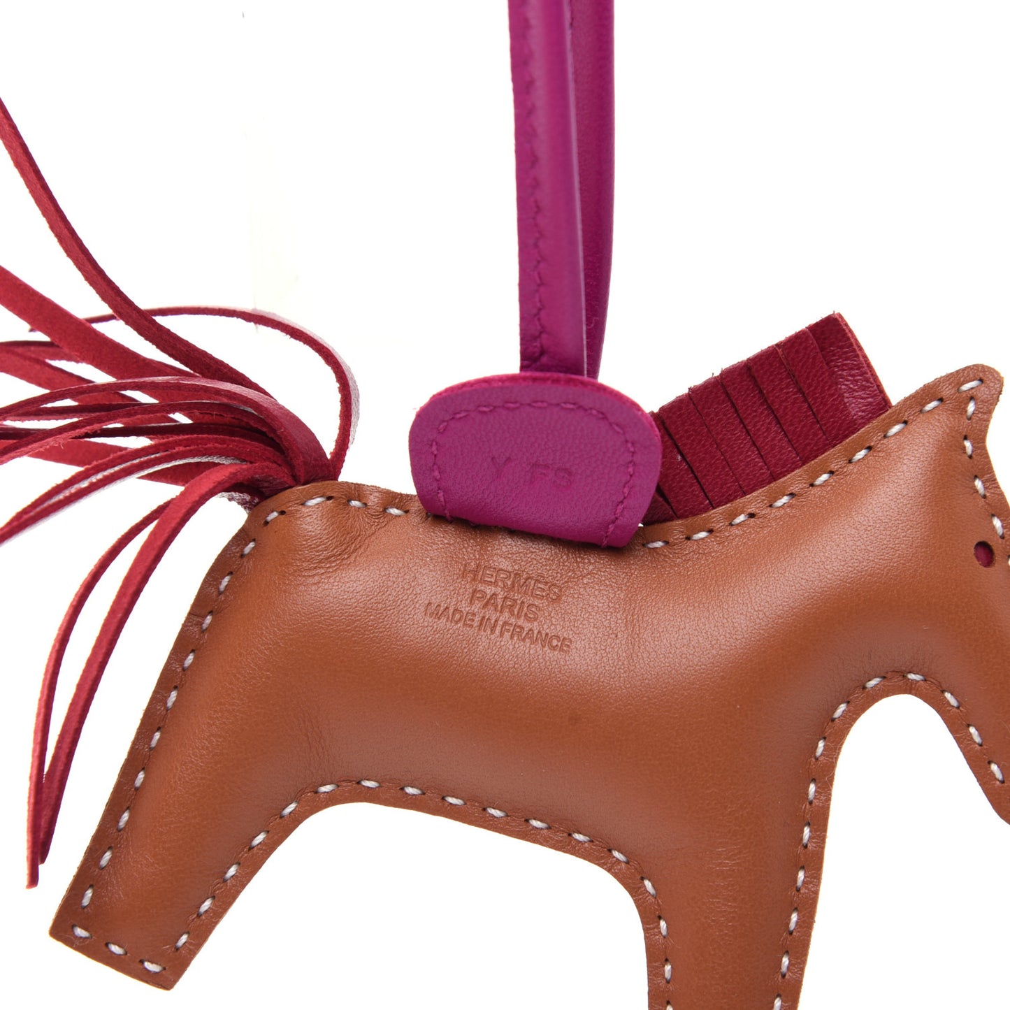Milo Lambskin Grigri Rodeo Horse Bag Charm PM Gold Rubis Rose Poupre
