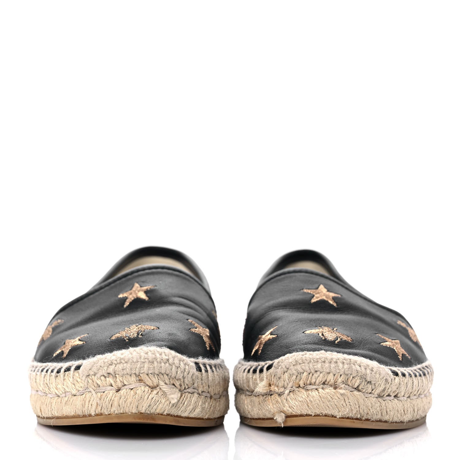 Gucci Calfskin Bee Star Embroidered Espadrilles 37 Black 2 of 8
