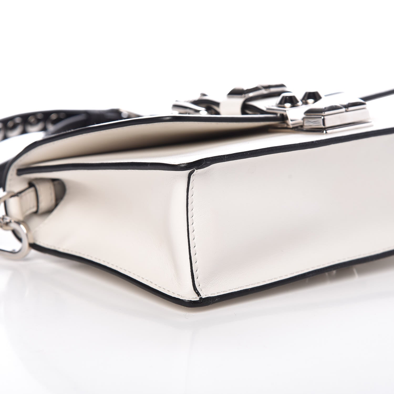 Prada Saffiano City Calfskin Studded Small Elektra Shoulder Bag White 7 of 8