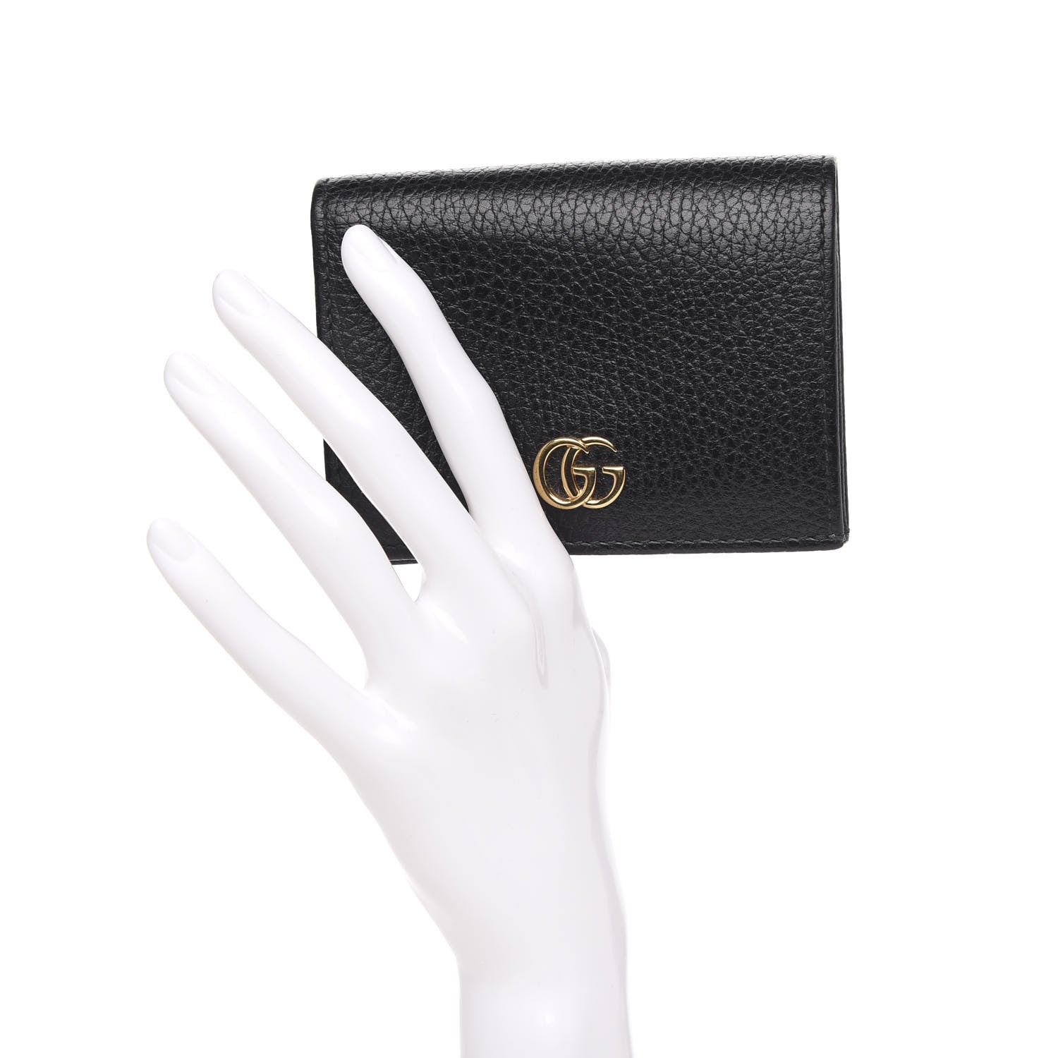 Gucci Pebbled Calfskin GG Marmont Card Case Black 2 of 7