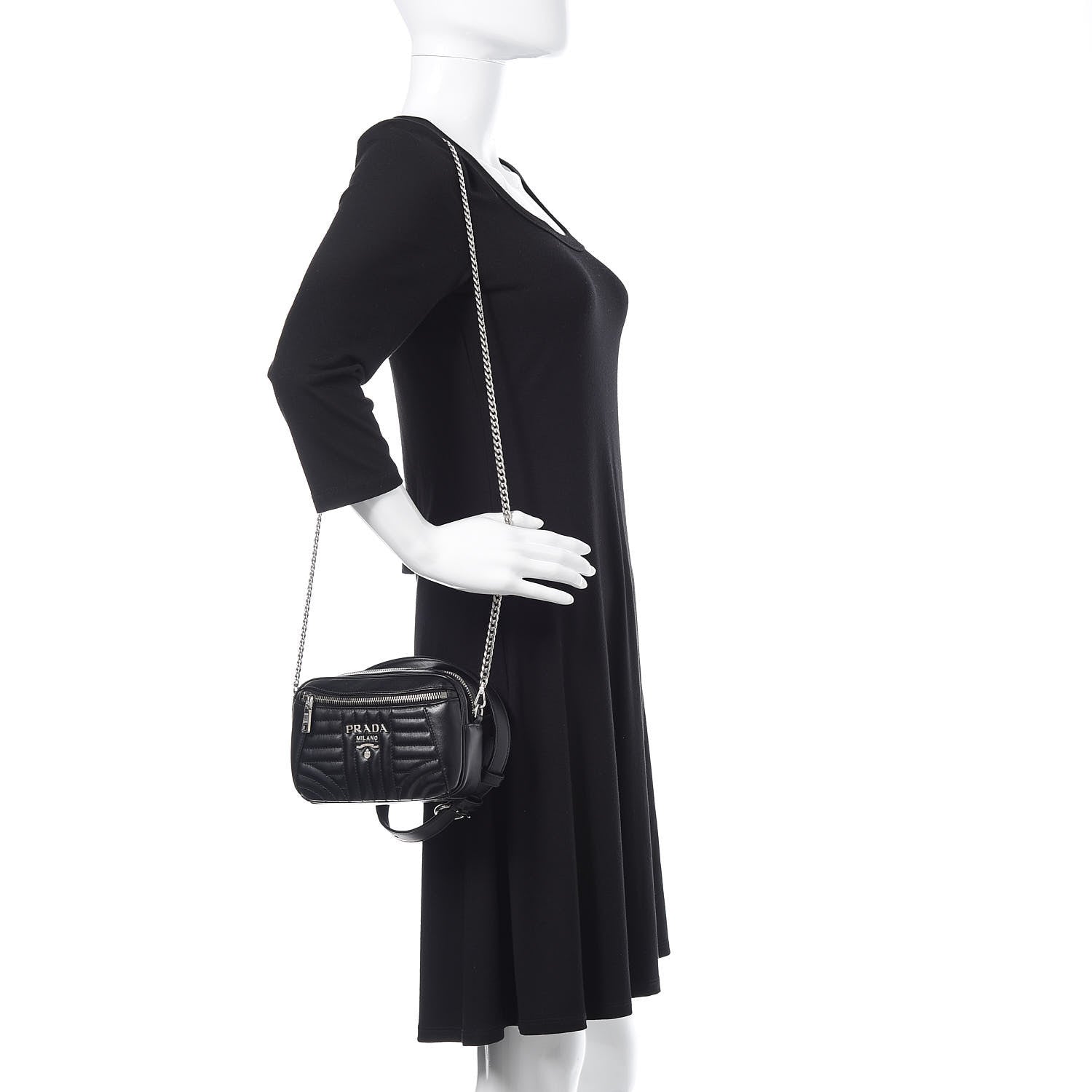 Prada Soft Calfskin Impunture Diagramme Belt Bag Black 3 of 9