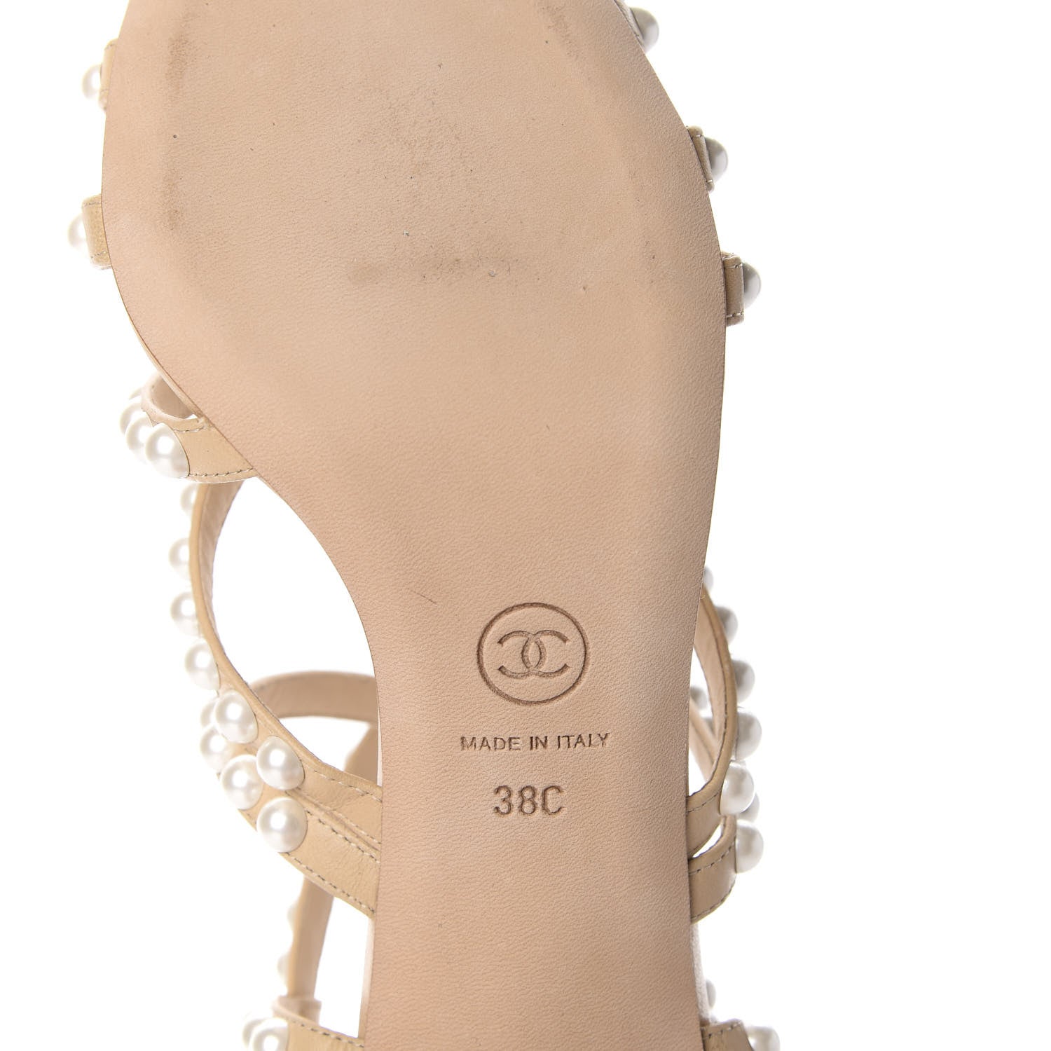 Chanel Goatskin Quilted Pearl Sandals 38 Beige 8 of 11