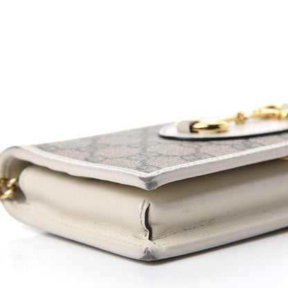 Gucci GG Supreme Monogram Azalea Calfskin Horsebit 1955 Wallet On Chain Beige Ebony Mystic White 6 of 12