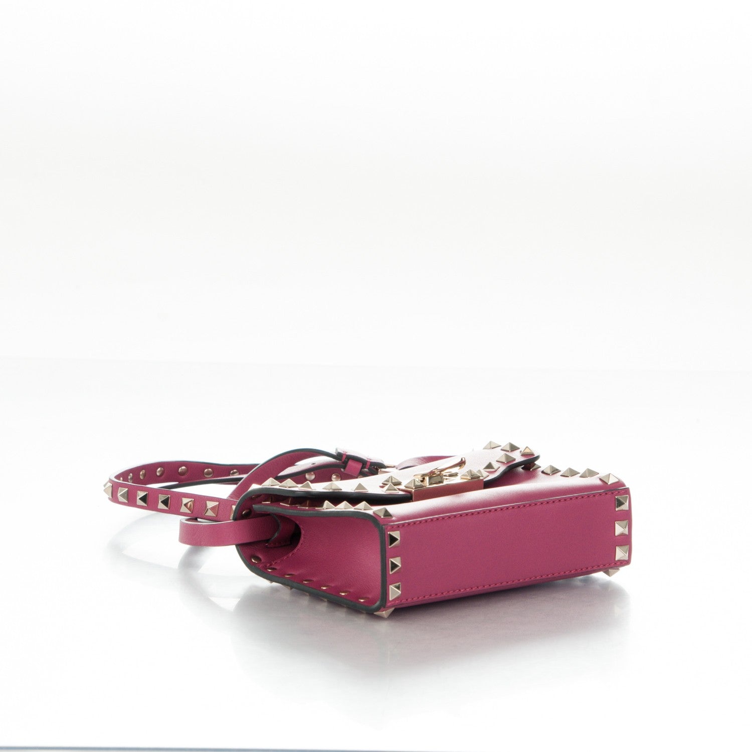Valentino Garavani Vitello Mini Rockstud Flip Lock Crossbody Bag Deep Cyclamin 4 of 6