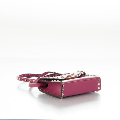 Valentino Garavani Vitello Mini Rockstud Flip Lock Crossbody Bag Deep Cyclamin 4 of 6
