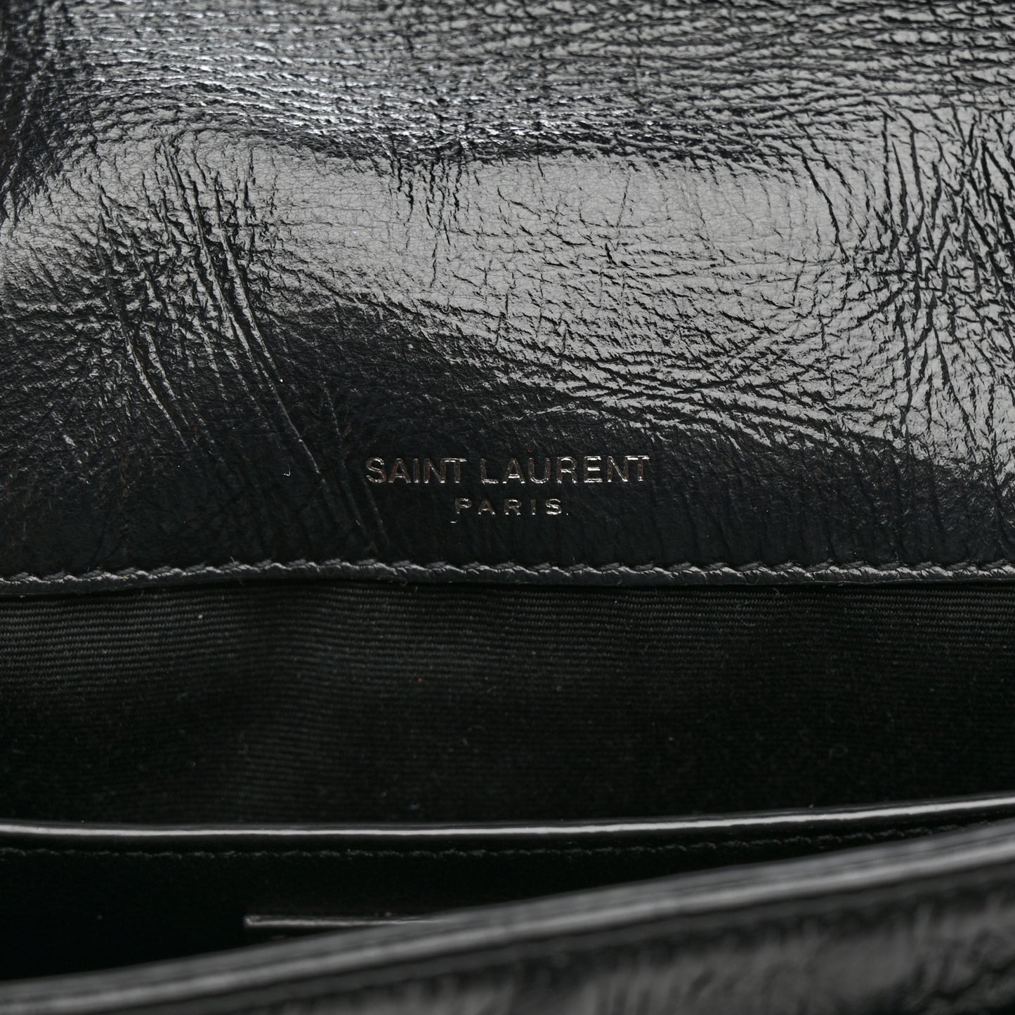 Crinkled Calfskin Matelasse Monogram Baby Niki Chain Satchel Black