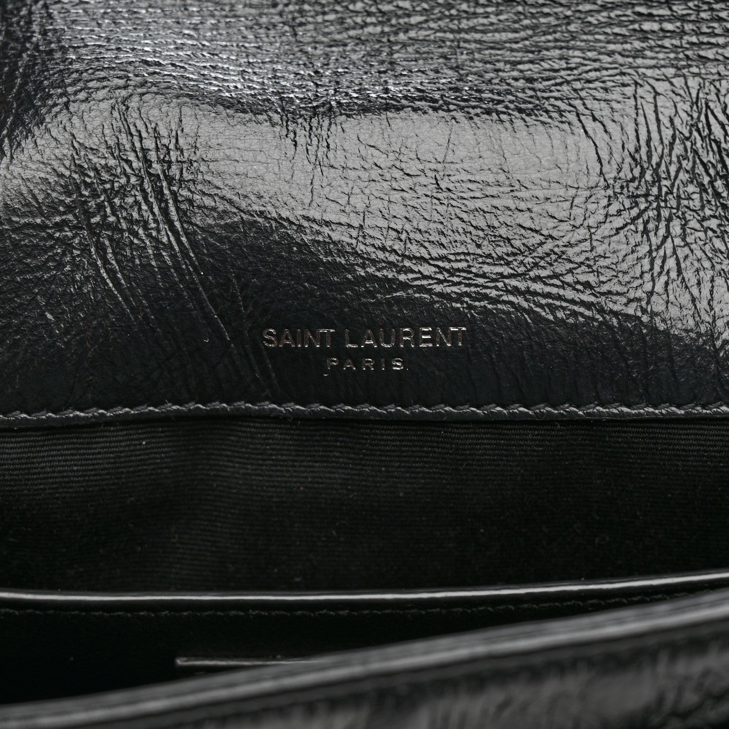 Saint Laurent Crinkled Calfskin Matelasse Monogram Baby Niki Chain Satchel Black 7 of 13