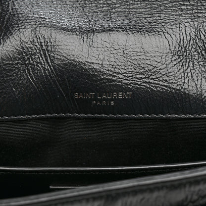 Saint Laurent Crinkled Calfskin Matelasse Monogram Baby Niki Chain Satchel Black 7 of 13