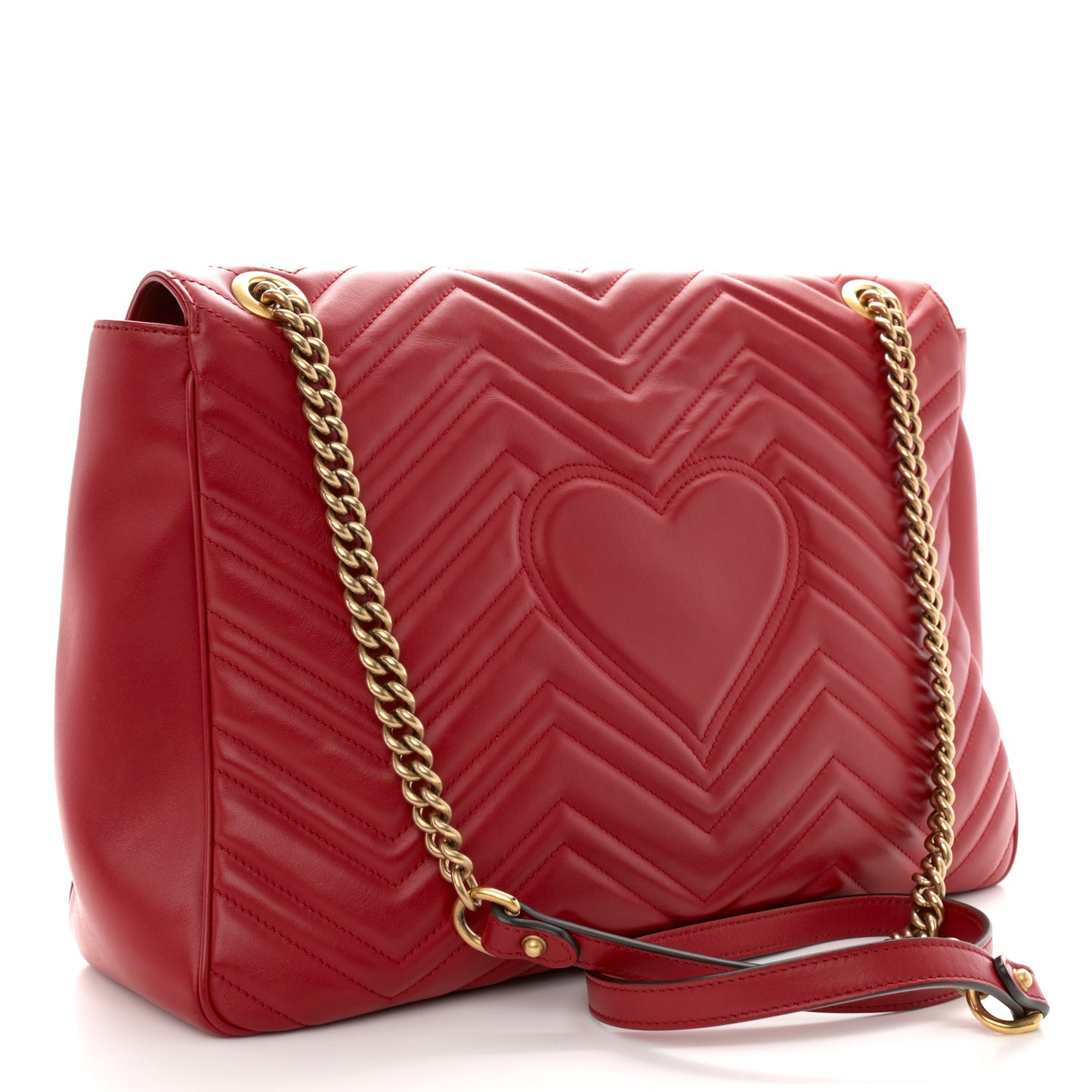 Calfskin Matelasse Large GG Marmont Shoulder Bag Hibiscus Red