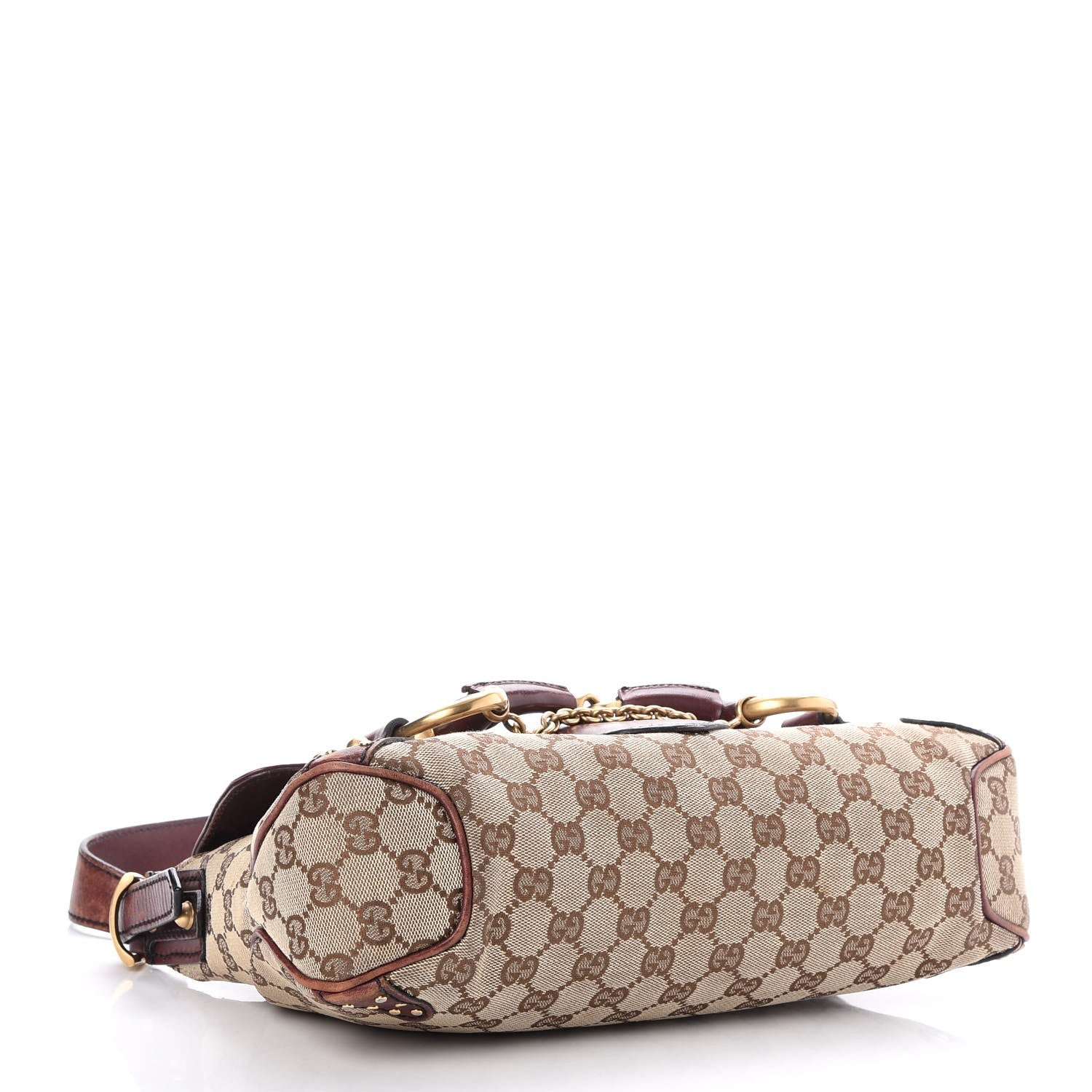 Gucci Monogram Horsebit Chain Studded Flap Burgundy 4 of 9