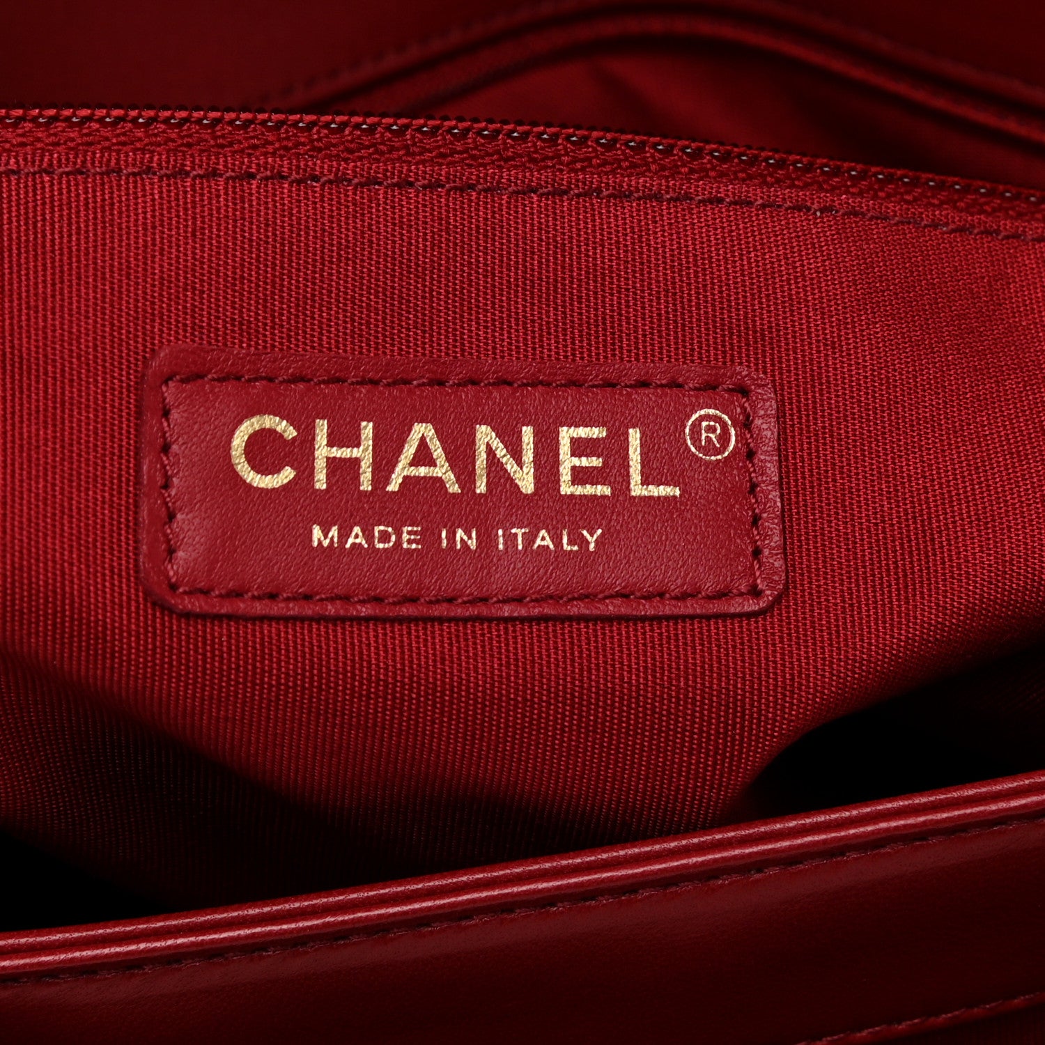 Chanel Lambskin Quilted CC Unchained Clutch Red 6 of 8