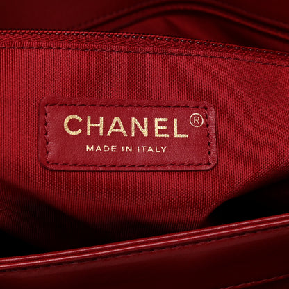 Chanel Lambskin Quilted CC Unchained Clutch Red 6 of 8