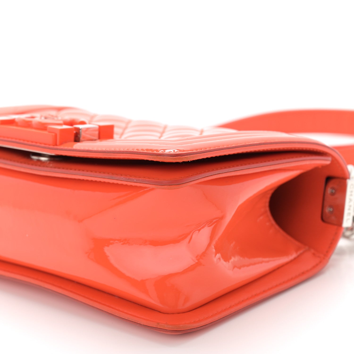 Chanel Patent Calfskin Quilted Small Plexiglass Boy Flap Orange 11 of 14