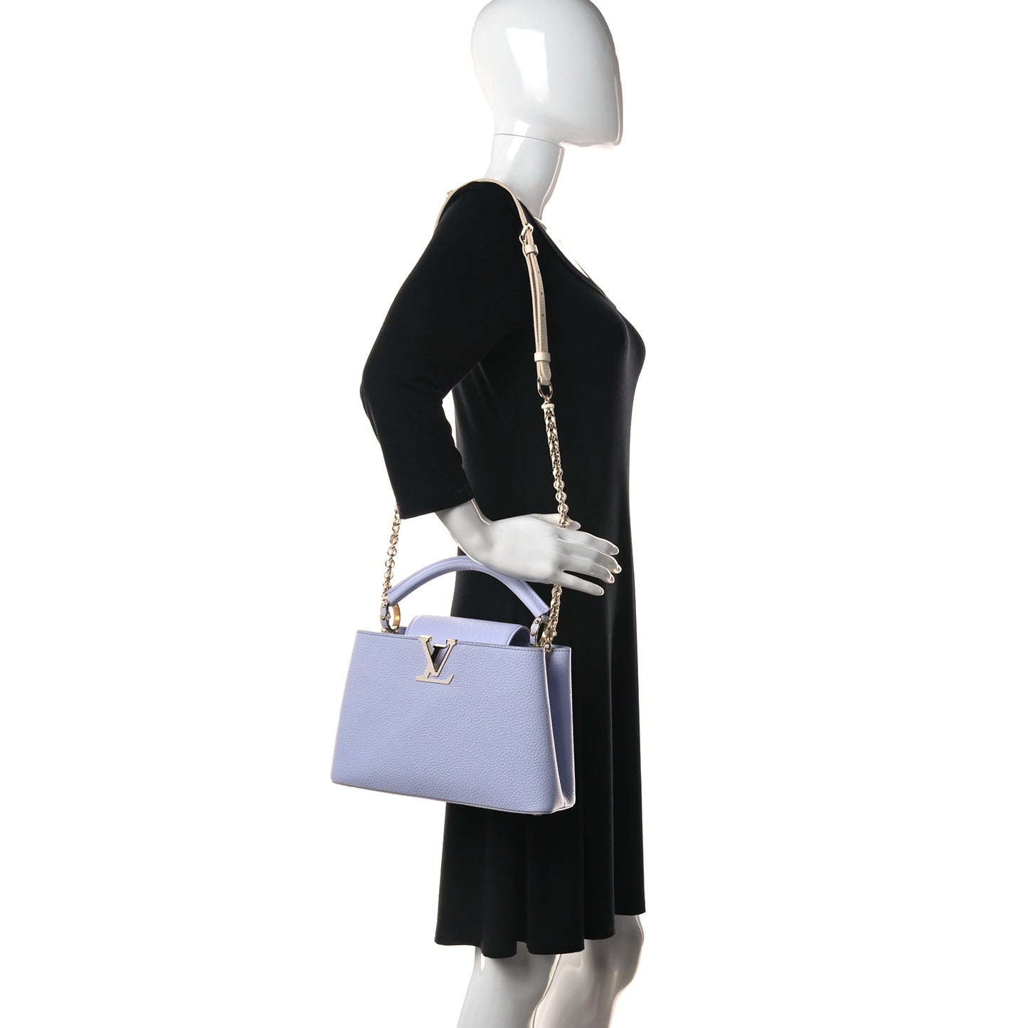 Taurillon Braided Chain Capucines BB Iris Creme
