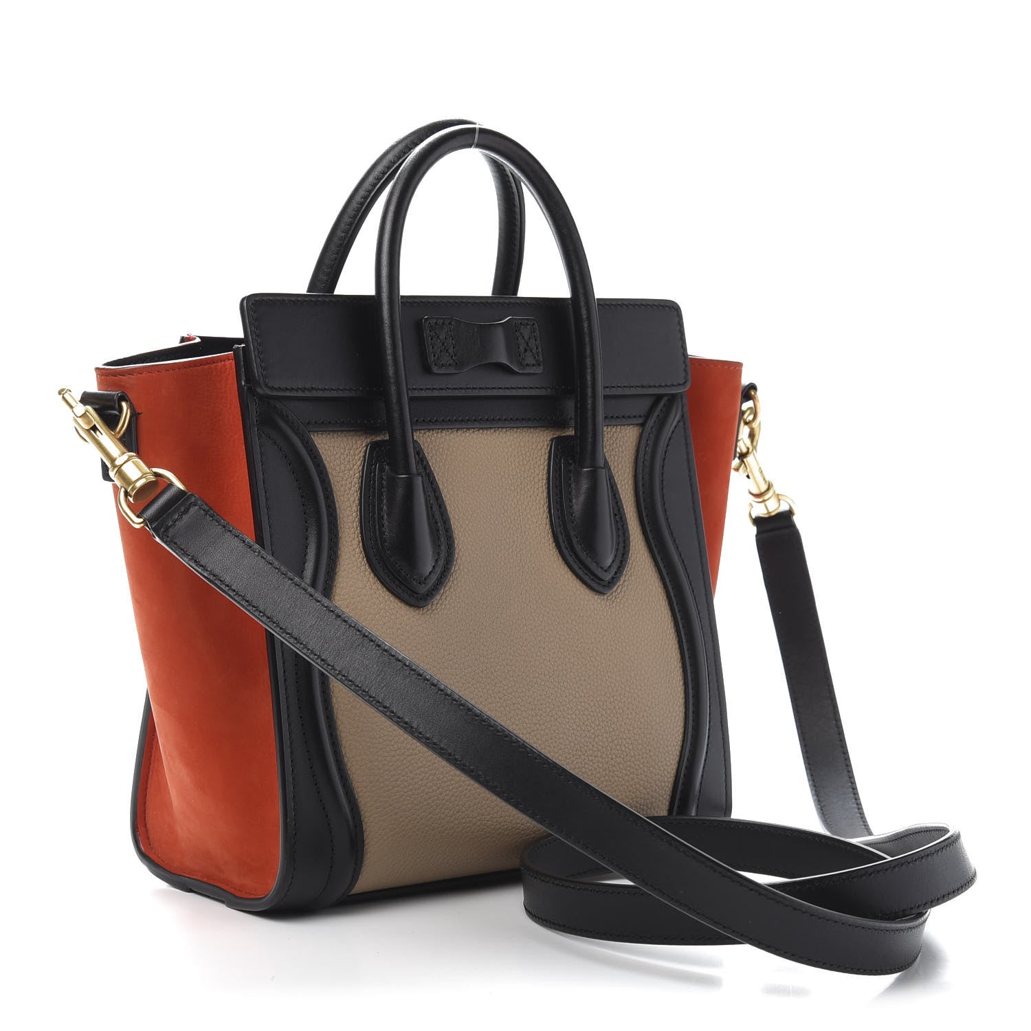 Celine Drummed Calfskin Nubuck Nano Tri-Color Luggage Beige 3 of 10