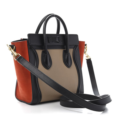 Celine Drummed Calfskin Nubuck Nano Tri-Color Luggage Beige 3 of 10