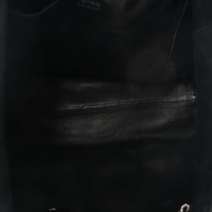 Prada Tessuto Nylon Calfskin Grommet Tote Black 5 of 9