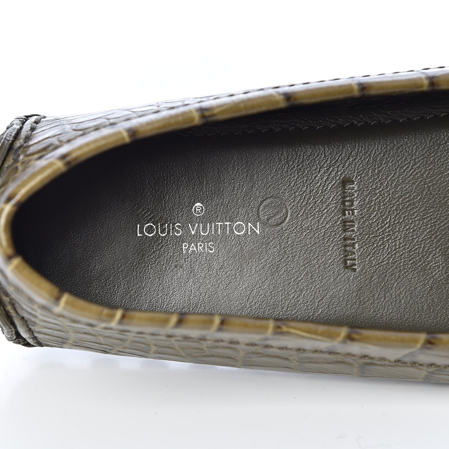 Louis Vuitton Calfskin Crocodile Embossed Dauphine Loafers 37 Green 6 of 8