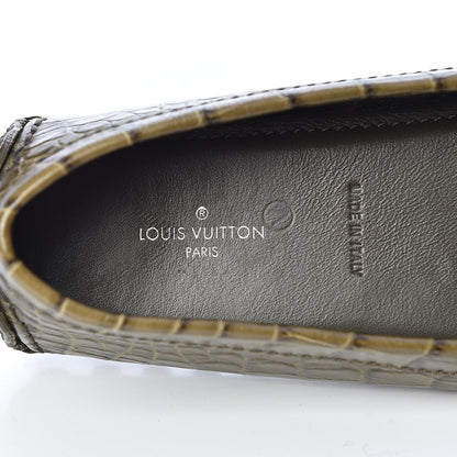 Louis Vuitton Calfskin Crocodile Embossed Dauphine Loafers 37 Green 6 of 8